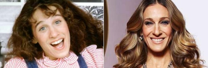 Sarah Jessica Parker en &#39;Square Pegs&#39; (izq) y en la actualidad (dcha)