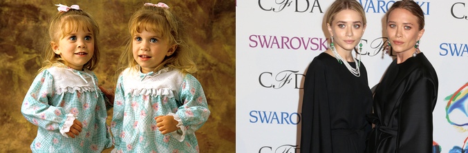 Las gemelas Olsen en &#39;Padres forzosos&#39; (izq) y en la actualidad (dcha)