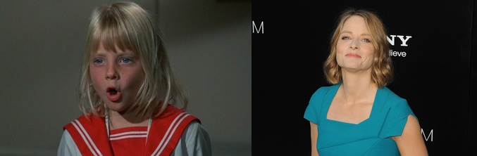 Jodie Foster en &#39;The Courtship of Eddie&#39;s Father&#39; (izq) y en la actualidad (dcha)