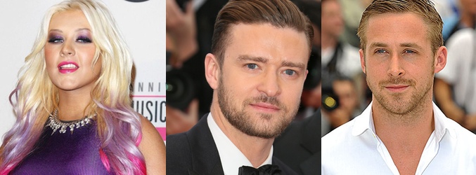 Christina Aguilera, Justin Timberlake y Ryan Gosling