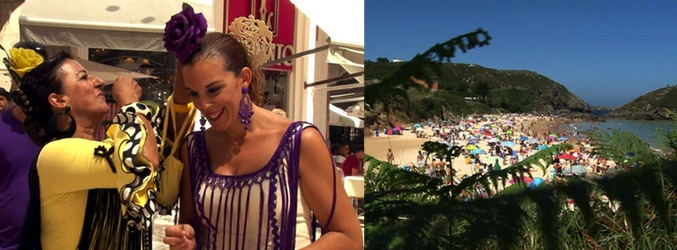 La feria de Málaga y una cala de Llanes