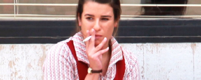 Lea Michele durante la grabación de 'Sons of Anarchy'