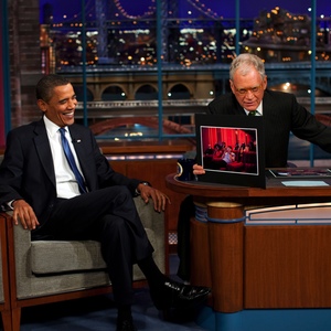 Letterman entrevistando a Obama en su programa