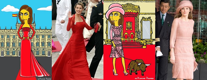 Comparación del vestuario de la reina Letizia entre los dibujos y las imágenes reales