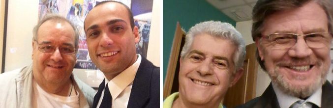 Pep Guinyol junto a Antonio Calvero y Guillermo Montesinos con Eloy Arenas