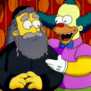 Krusty con su padre el rabino