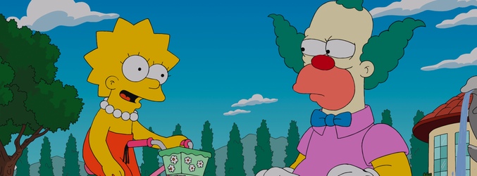 Lisa junto a Krusty el payaso