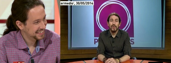 Pablo iglesias en 'Al rojo vivo' viendo la imitación de Joaquín Reyes