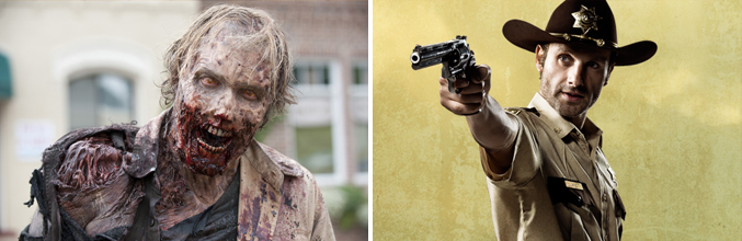 Un zombie y Rick Grimes en 'The Walking Dead'