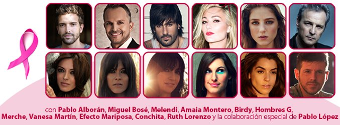 Cartel con los artistas asistentes al concierto de Cadena 100