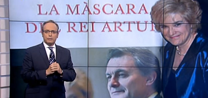Pilar Rahola con Artur Mas en la presentación de su libro "La máscara del Rey Arturo"