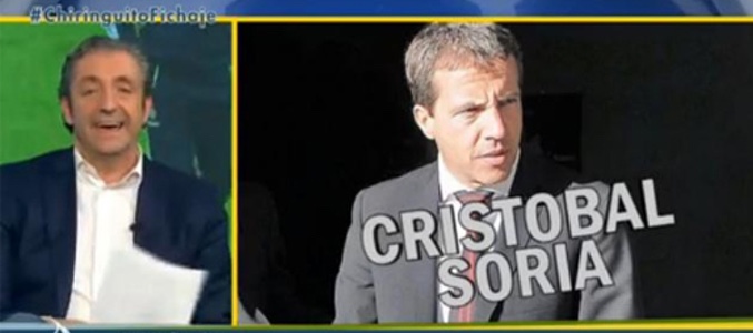 Instante en que Pedrerol anunciaba el fichaje de Cristóbal Soria