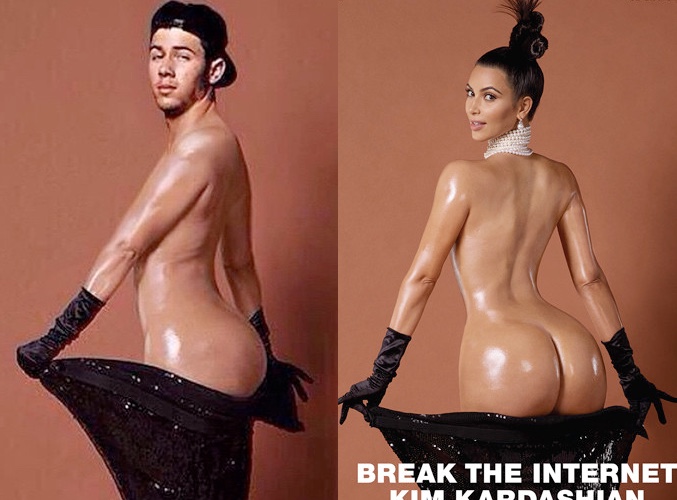 Nick Jonas imitando a Kim Kardashian