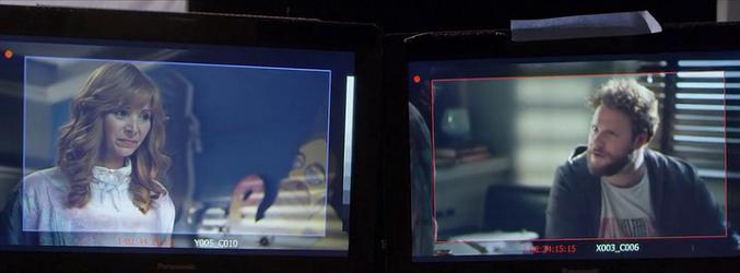 Valerie Cherish y Seth Rogen en el rodaje de una escena de &#39;Seeing Red&#39;