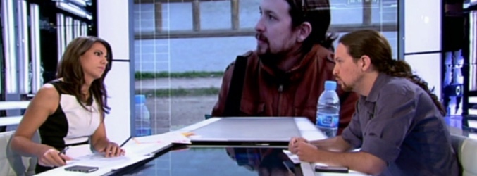 Pablo Iglesias siendo entrevistado en 'El objetivo'