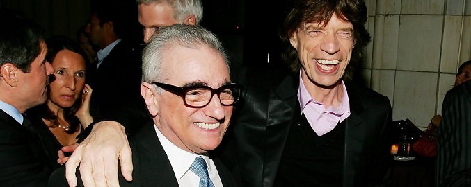 Martin Scorsese junto a Mick Jagger, productores de la serie