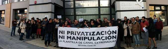 Protesta de los trabajadores de Canal Extremadura TV