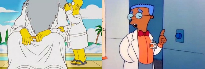 A la derecha, Dios con 5 dedos; a la izquierda, Smithers negro