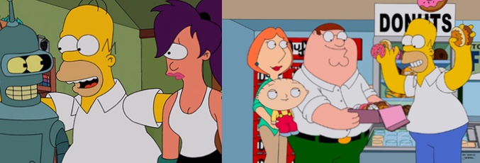 Crossovers de 'Los Simpson' con 'Futurama' y 'Padre de familia' 
