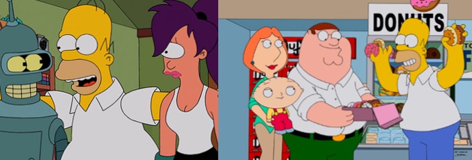 Crossovers de 'Los Simpson' con 'Futurama' y 'Padre de familia'