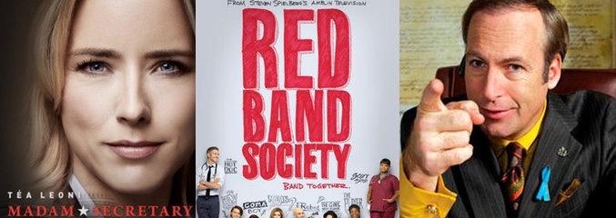 Carteles de 'Madam Secretary', 'Red Bad Society' y 'Better Call Saul' alguna de las seires de Movistar Series