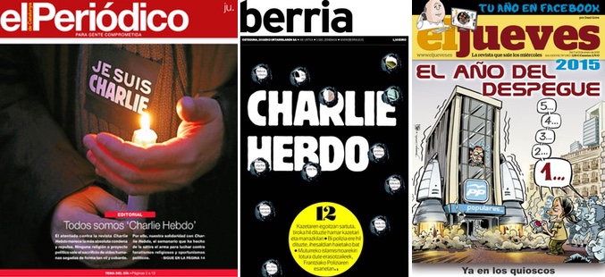 Portadas de El Periódico, Berria y El jueves