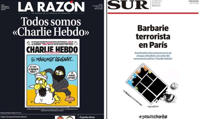 Portadas de La Razón y Diario Sur