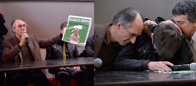 Gérard Briard posa con la portada de Charlie Hebdo y el dibujante se emociona