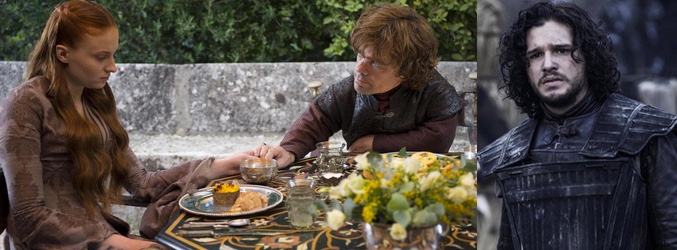 Sansa y Tyrion en la cuarta temporada y Jon Nieve