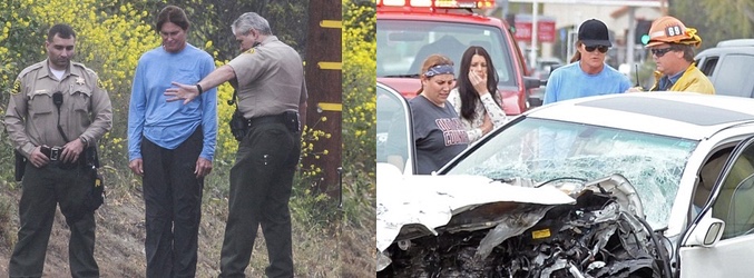 Bruce Jenner en el lugar del accidente