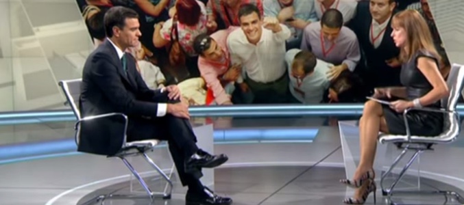 Pedro Sánchez con Gloria Lomana en 'Antena 3 Noticias'