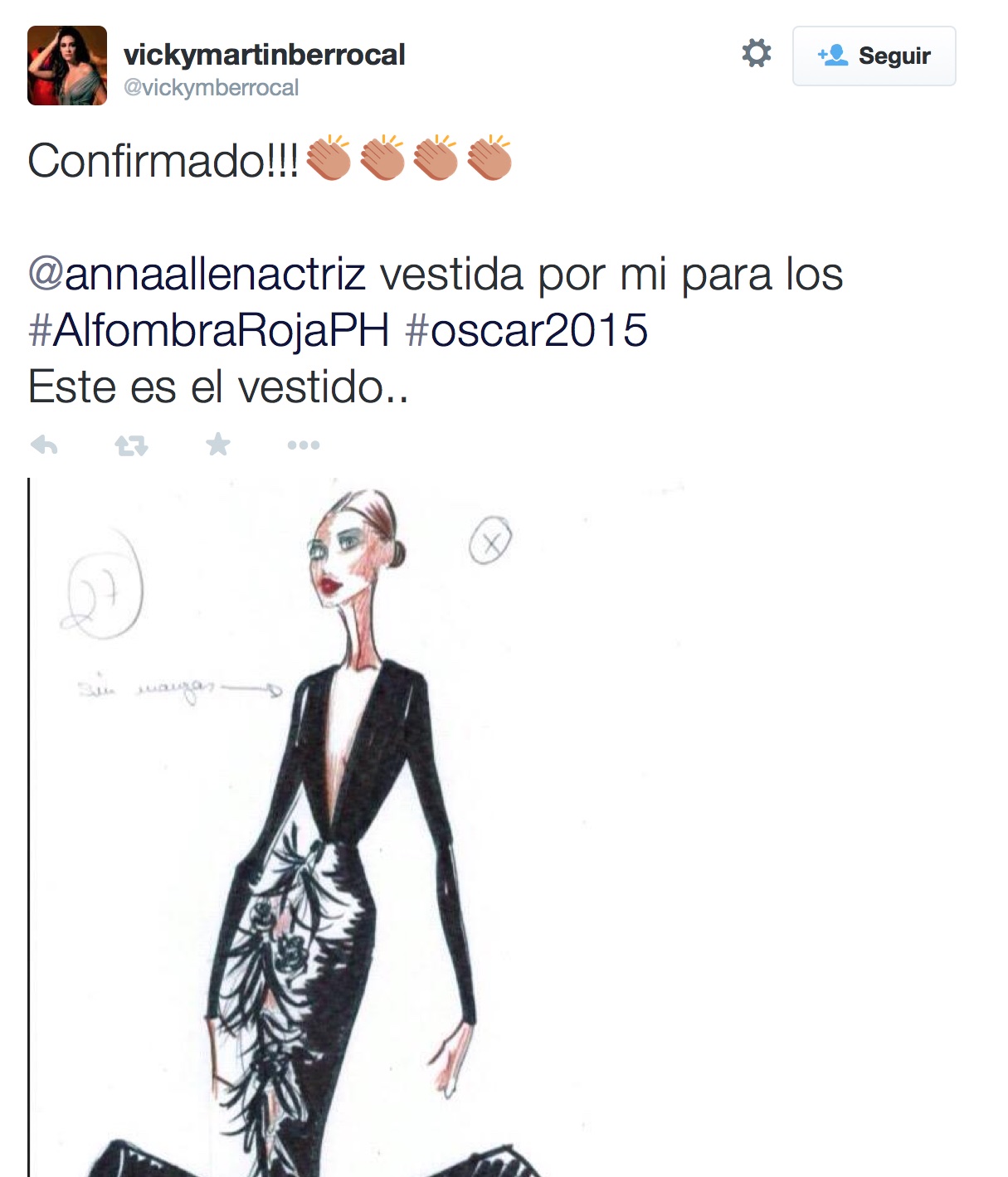 Vicky Martín Berrocal, contenta de diseñar el vestido de Anna Allen