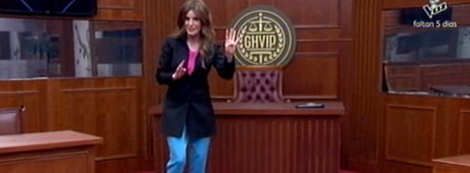 Raquel Sánchez Silva muestra el sitio donde se celebrará el jucio VIP