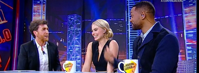 Margot Robbie y Will Smith en 'El hormiguero'