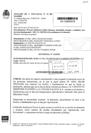 aida nizar la voz de galicia xexu supervivientes intromision ilegitima honor gana dog sentencia