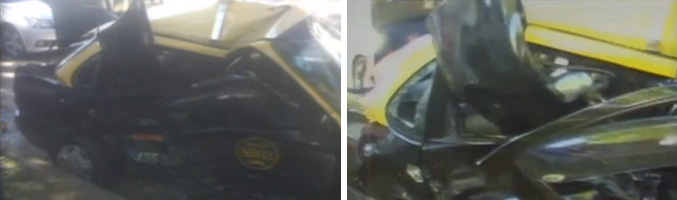 Estado en el que quedó el taxista embestido por el vehículo de Gustavo Corvalán y su padre