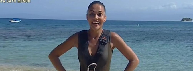 Lara Álvarez tras saltar del helicóptero