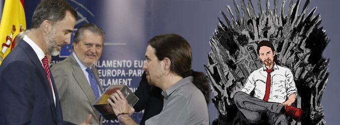 Pablo Iglesias regalándole al Rey Felipe la serie 'Juego de Tronos'