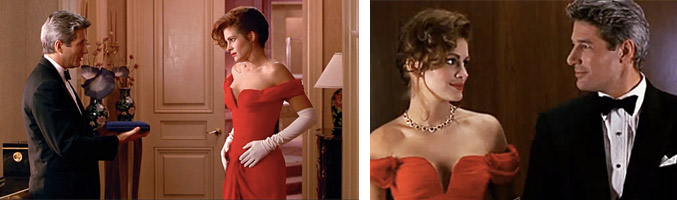 Vivian Ward (Julia Roberts) recibe un precioso collar de Edward Lewis (Richard Gere)