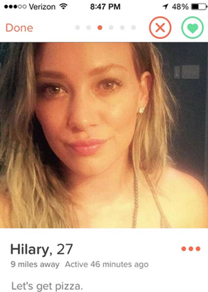 Pérfil de Hilary Duff en Tinder