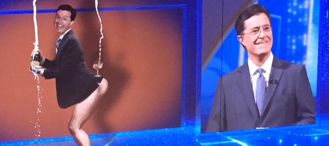 Colbert, imitando el posado de Kim Kardashian en la revista Paper