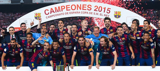 El Barça celebrando la victoria