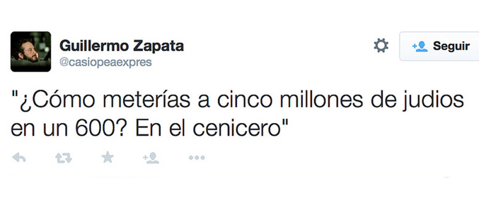 Tuit desafortunado de Guillermo Zapata en 2011