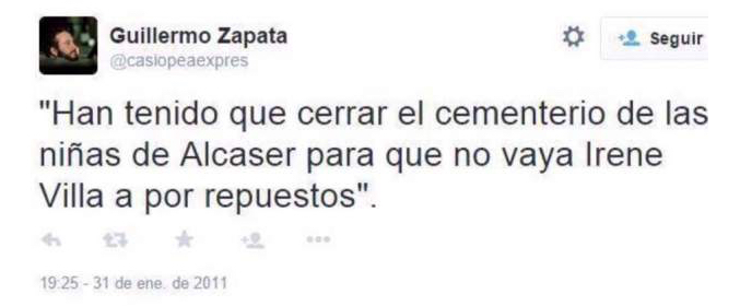 Tuit desafortunado de Guillermo Zapata en 2011