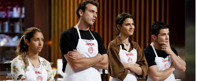 Sally, Antonio, Andrea y Carlos, finalistas de la tercera edición de 'Masterchef'