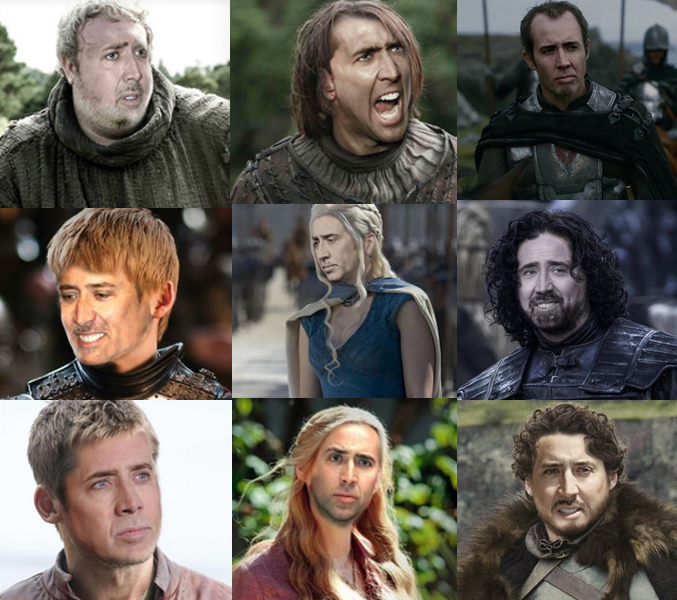 Robb Stark, Cersei Lannister o Bronn son algunos de los rostros a los que sustituye Nicolas Cage 