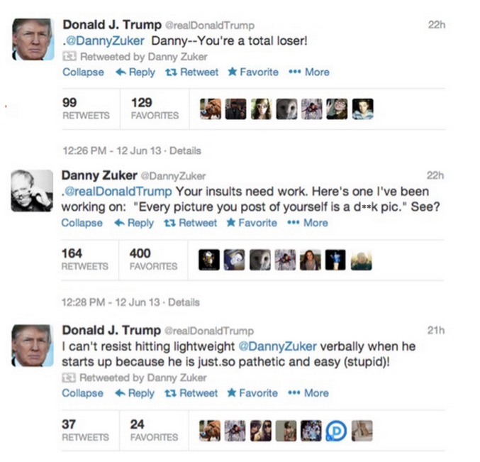 Los tweets de la pelea entre Donald Trump y Danny Zuker