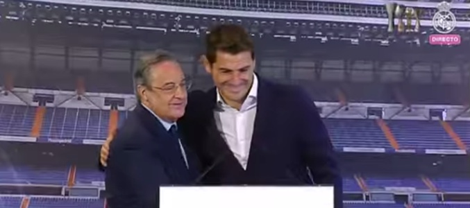 Florentino pérez e Iker Casillas durante el acto