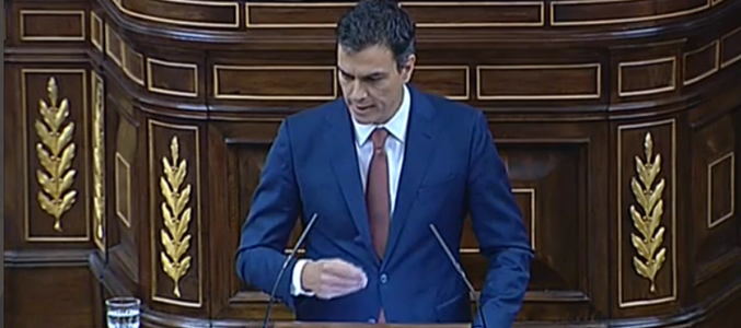 Pedro Sánchez durante su intervención en el Congreso