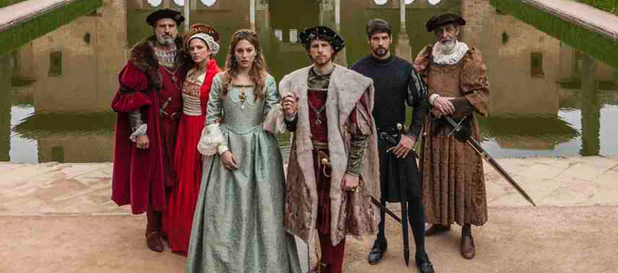 Los actores de 'Carlos, Rey Emperador' en la Alhambra de Granada